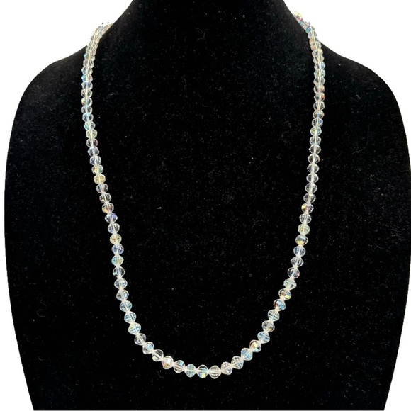 Vintage Aurora Borealis Crystal Beaded Necklace with Stunning Clasp - Picture 1 of 16